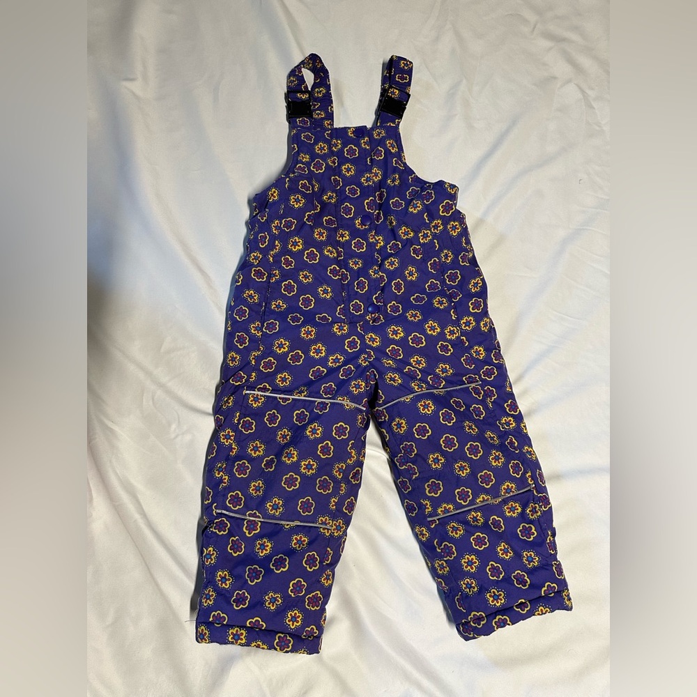 Hanna Andersson Purple Snow Pants/Bibs w Flowers Size 90cm/3T